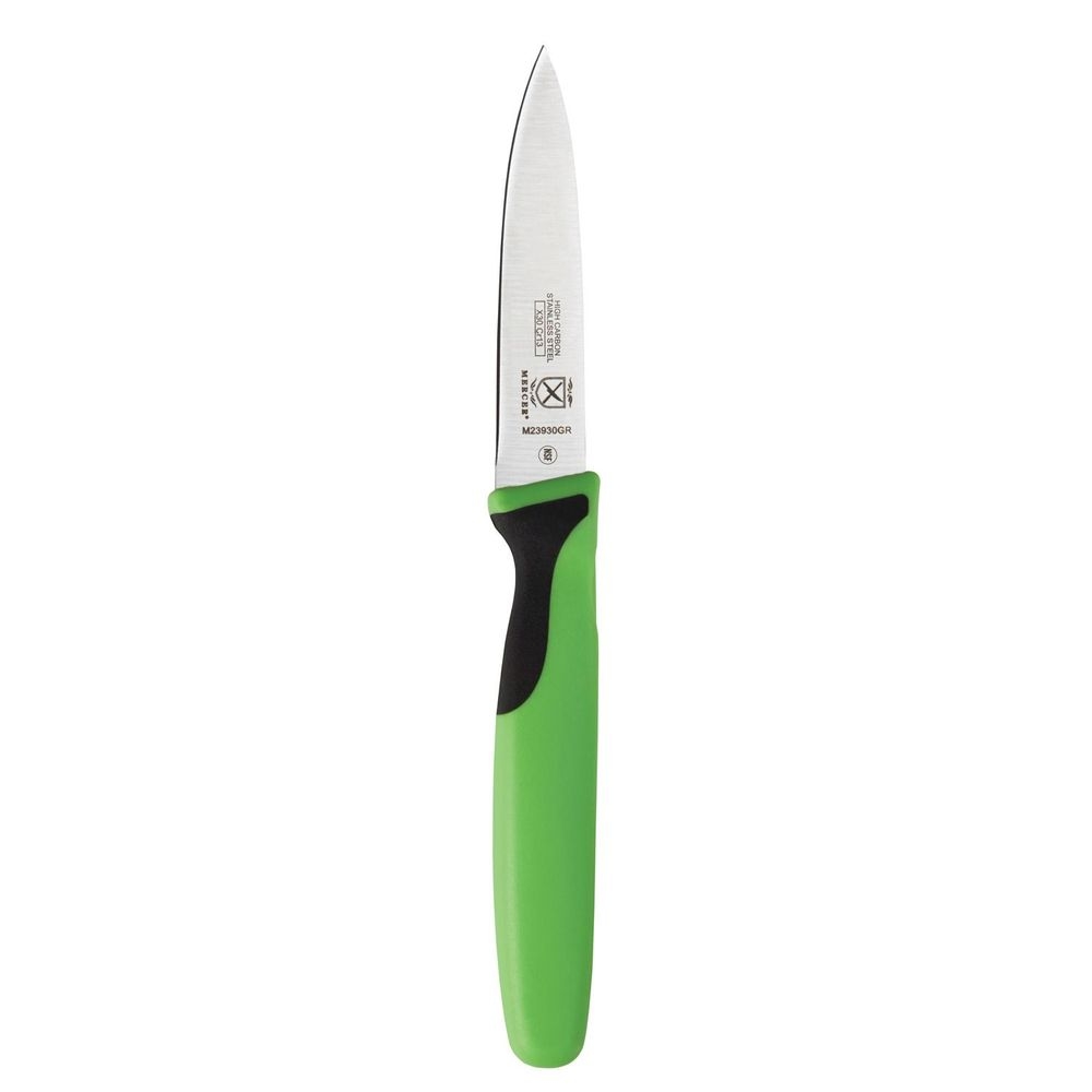 Mercer Culinary Millennia Slim Paring Knife with Green Handle, 3 inch