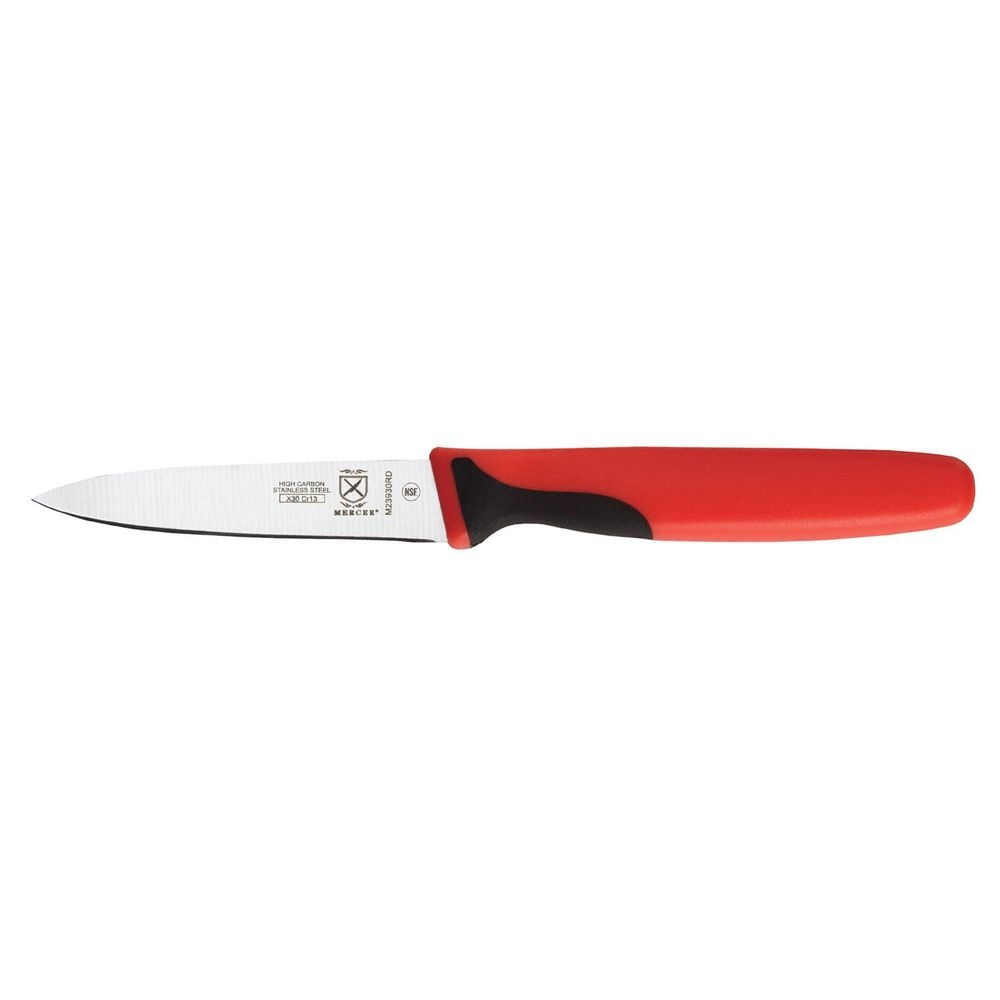 Mercer Culinary Millennia Slim Paring Knife with Red Handle, 3 inch