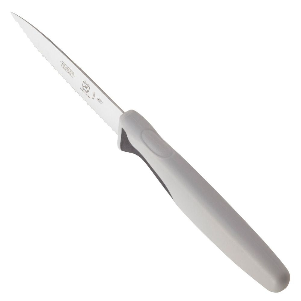 Mercer Culinary Millennia Black Slim Serrated Paring Knife, 3 inch