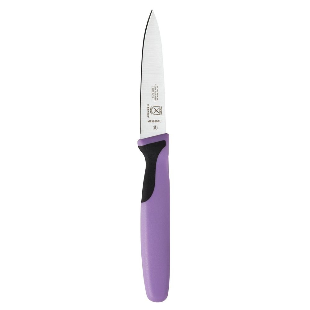Mercer Culinary Millennia Slim Paring Knife with Purple Handle, 3 inch