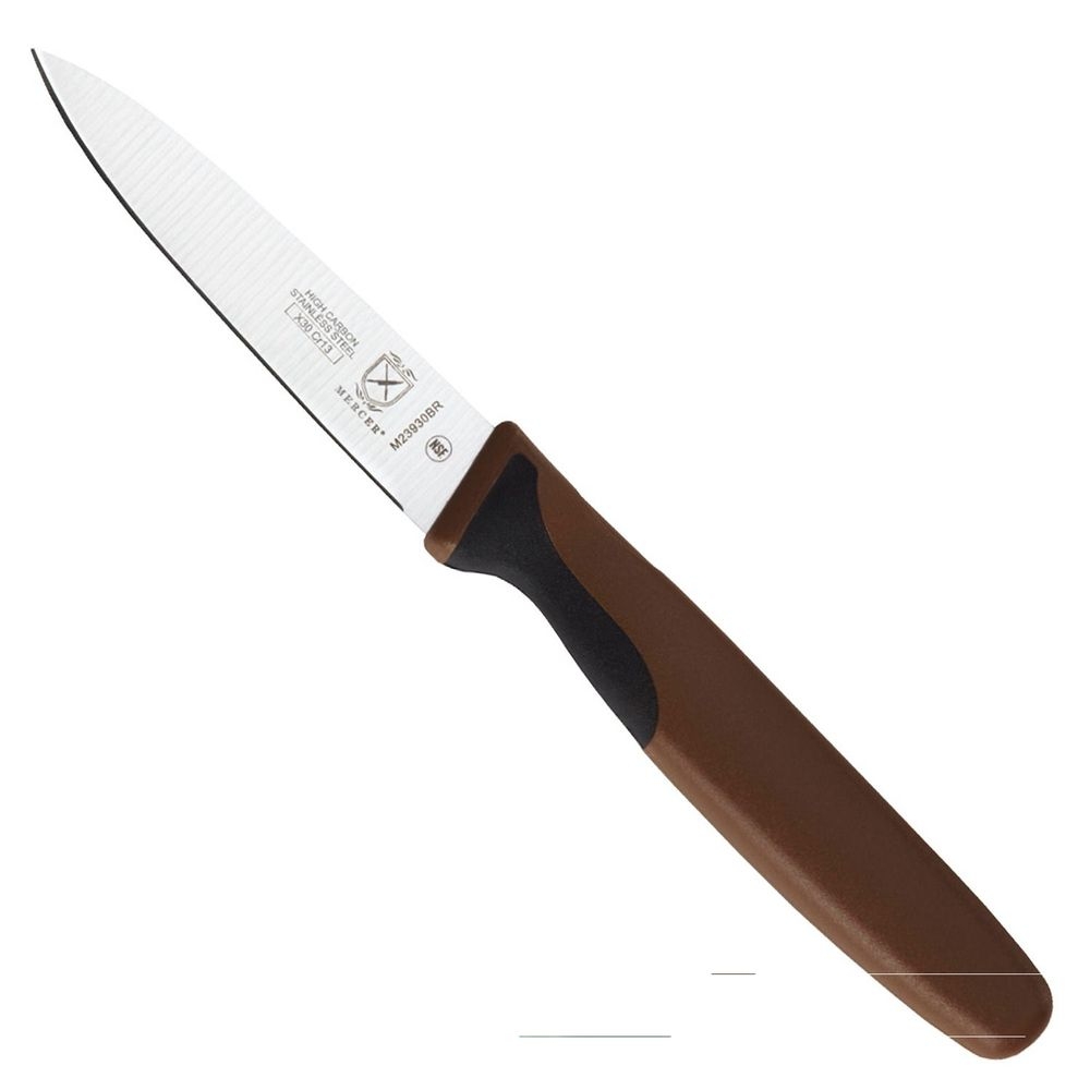 Mercer Culinary Millennia Slim Paring Knife with Brown Handle, 3 inch