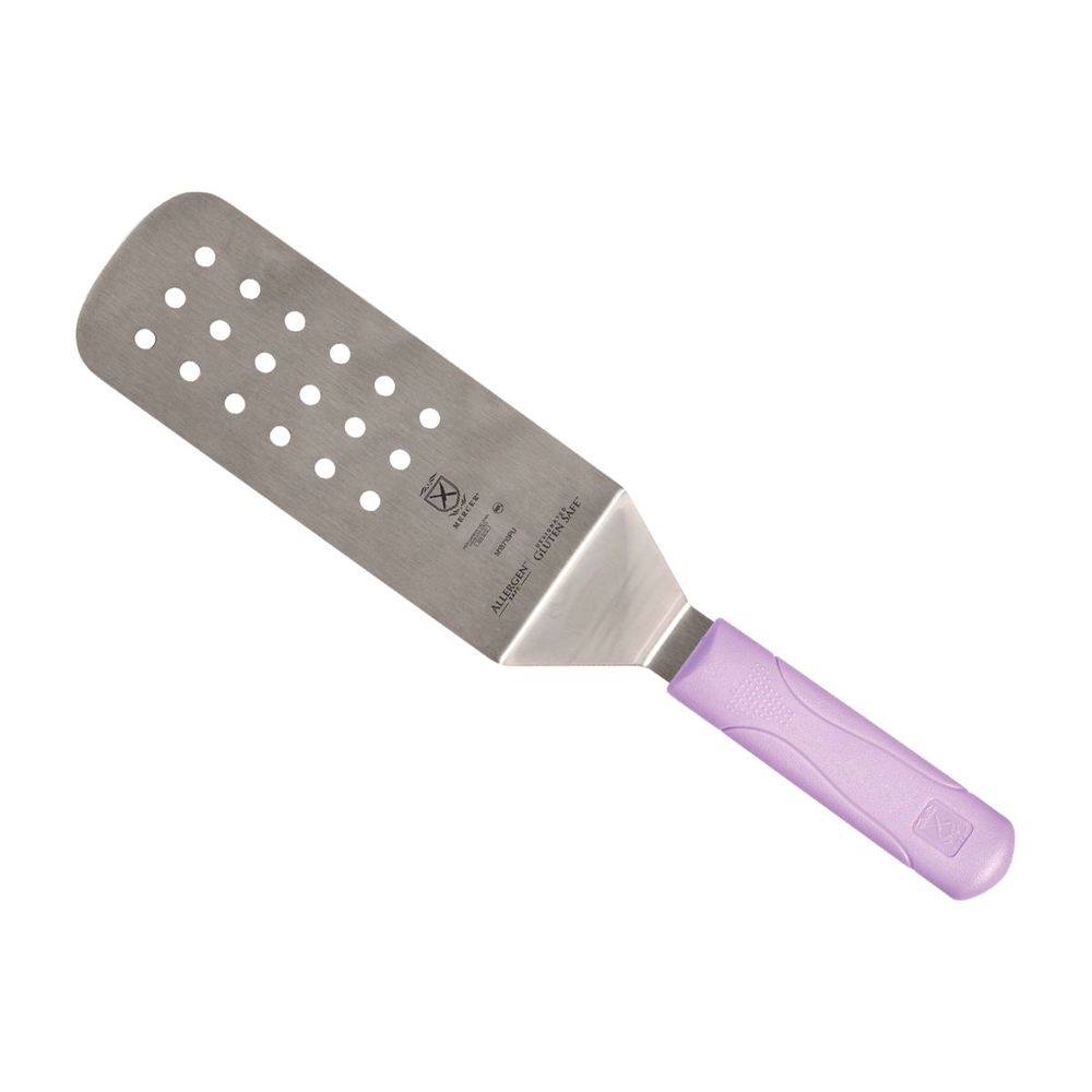 Mercer Culinary Millennia Perforated Turner with Purple Handle, 8 x 3 inch