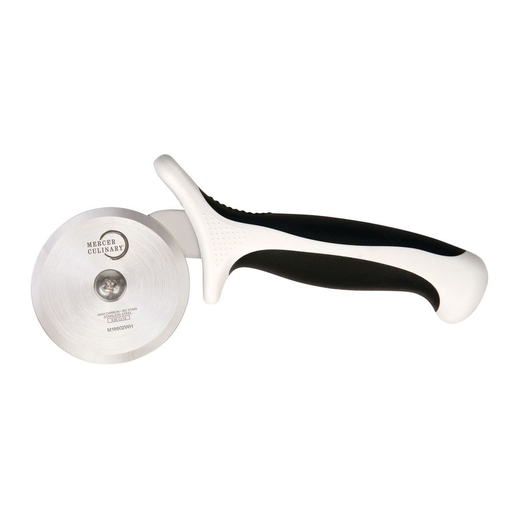 Mercer Culinary Millennia Pizza Cutter with White Handle, 2.75 inch Wheel