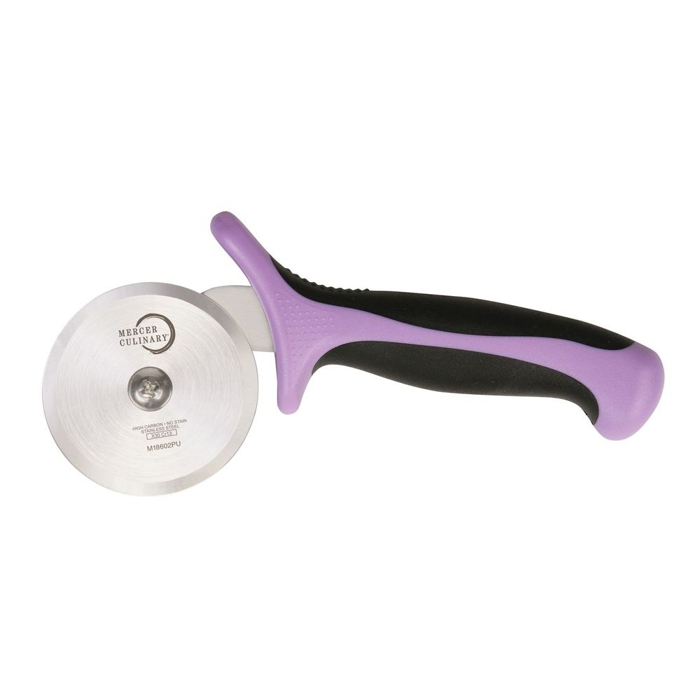 Mercer Culinary Millennia Pizza Cutter with Purple Handle, 2.75 inch Wheel