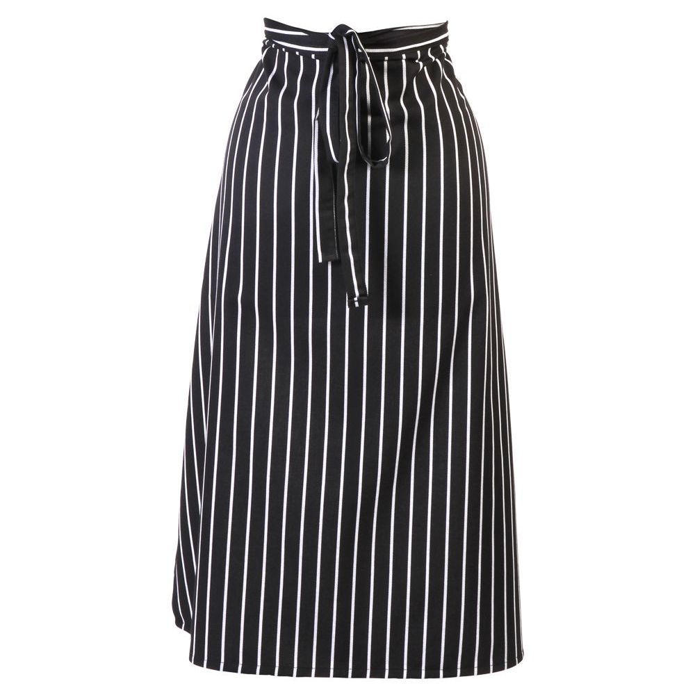Mercer Culinary Black and White Chalk Stripe Genesis Bistro Apron