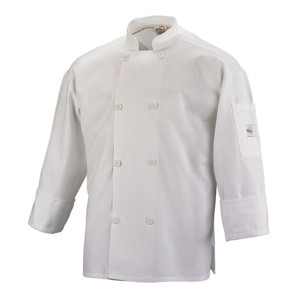 Mercer Culinary Millennia Air White Large Unisex Cook Jacket with Full Mesh Back