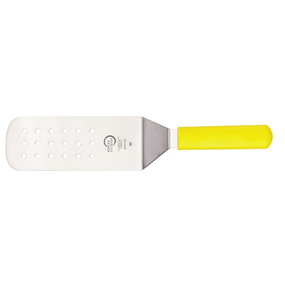 Mercer Culinary Millennia Perforated Turner with Yellow Handle, 8 x 3 inch