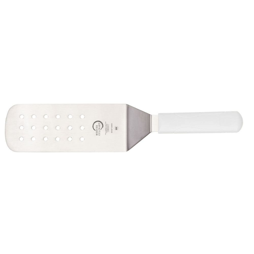 Mercer Culinary Millennia Perforated Turner with White Handle, 8 x 3 inch