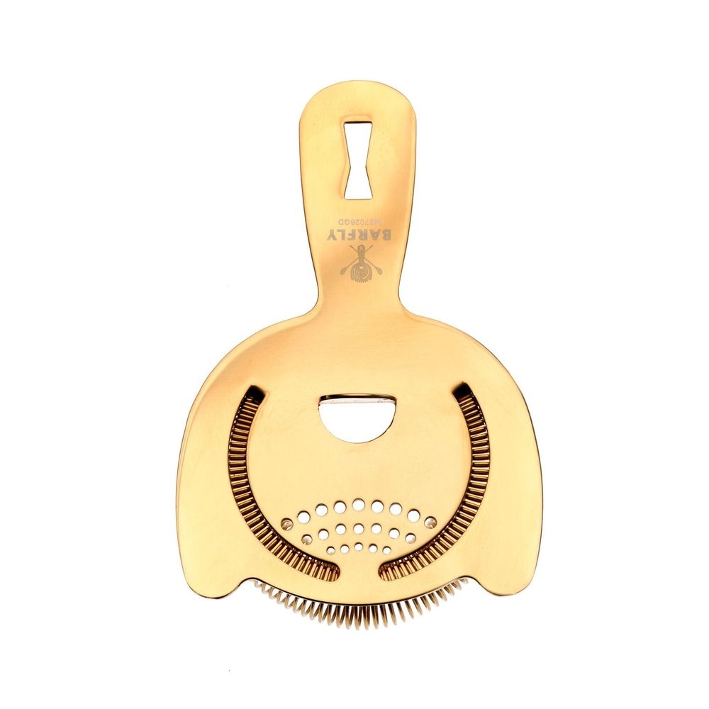 Barfly Gold Plated Heavy Duty Spring Bar Strainer, 6 Inch Overall Length