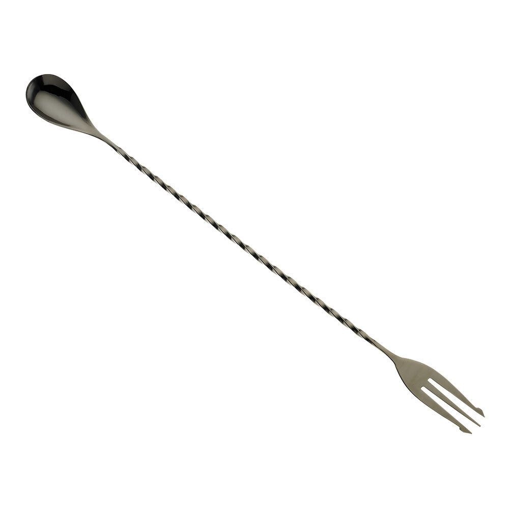 Barfly Gun Metal Black Bar Spoon with Fork End, 12 3/8 inch