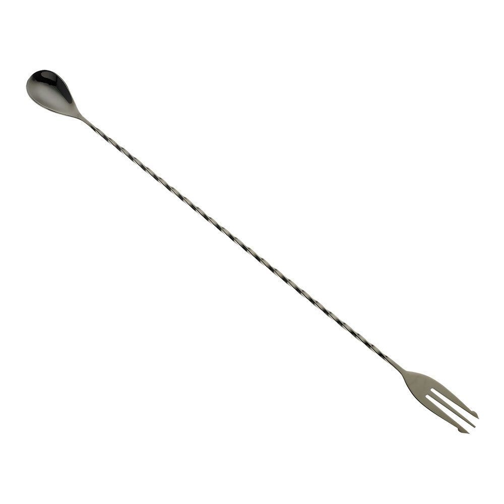 Barfly Gun Metal Black Bar Spoon with Fork End, 15 3/4 inch