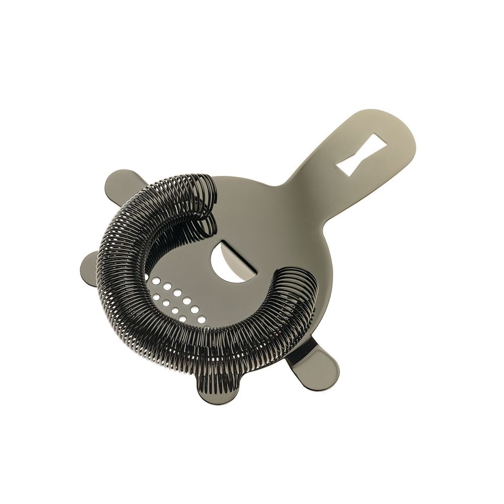 Barfly Gun Metal Black Heavy Duty 4 Prong Spring Bar Strainer, 5 5/8 inch Overall Length