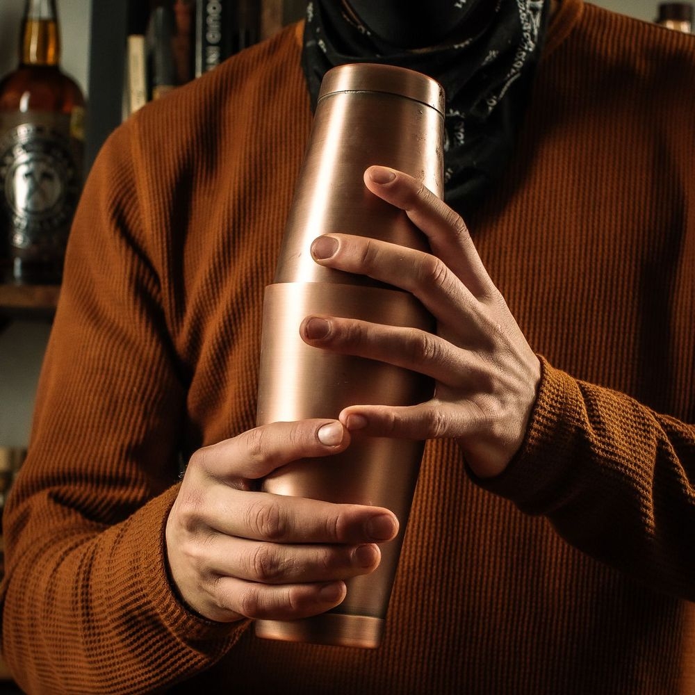 Barfly Antique Copper Shaker Cocktail Tin Set, 18 and 28 Ounce