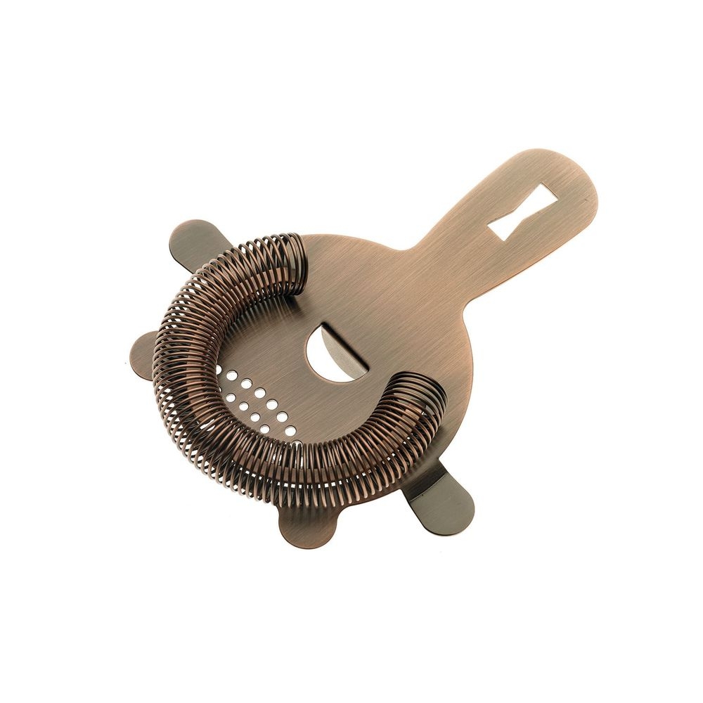 Barfly Antique Copper Heavy Duty 4 Prong Spring Bar Strainer, 5 5/8 inch Overall Length