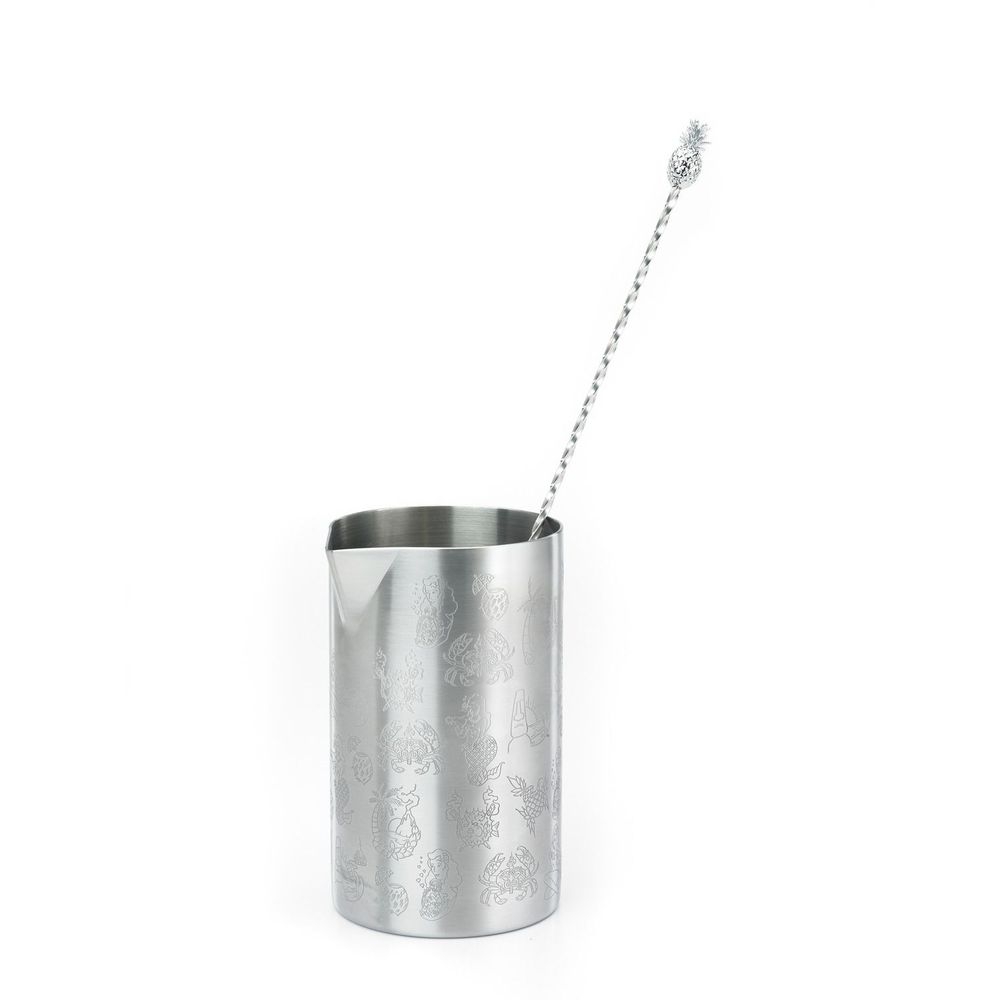 Barfly Stainless Steel Tiki Theme Double Wall Mixing Tin, 21 Ounce