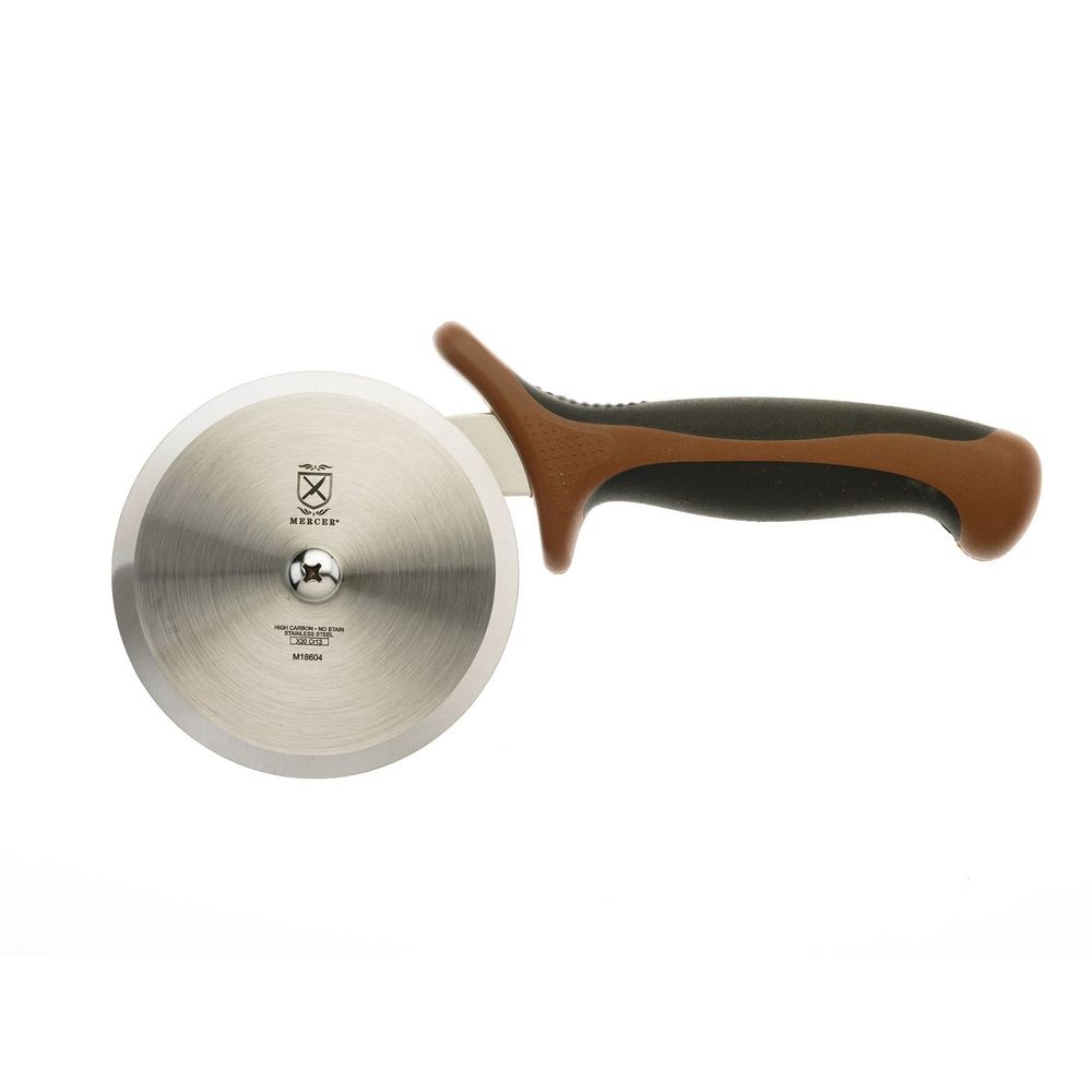 Mercer Culinary Millennia Pizza Cutter with Brown Handle, 4 inch Wheel