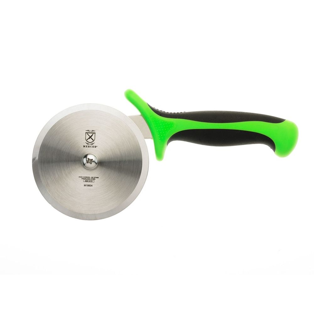 Mercer Culinary Millennia Pizza Cutter with Green Handle, 4 inch Wheel