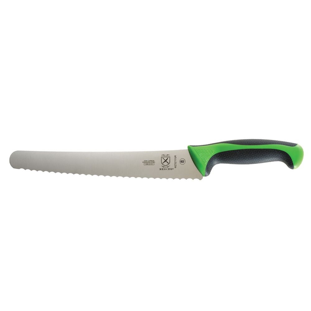 Mercer Culinary Millennia Colors Green Wavy Edge Wide Bread Knife, 10 inch