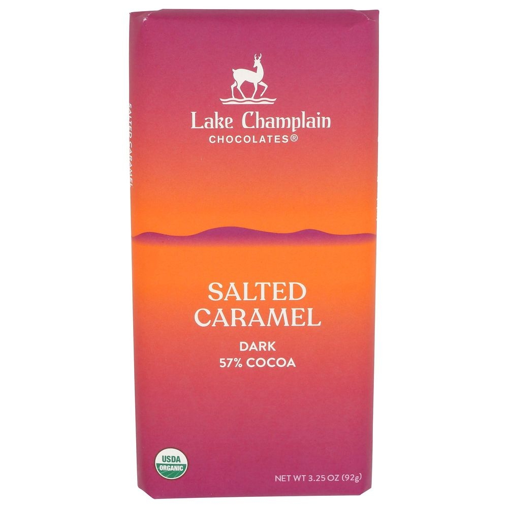 Lake Champlain Chocolates Salted Caramel 53 Percent Cocoa Dark chocolate Bar, 3.25 Ounce -- 10 per case