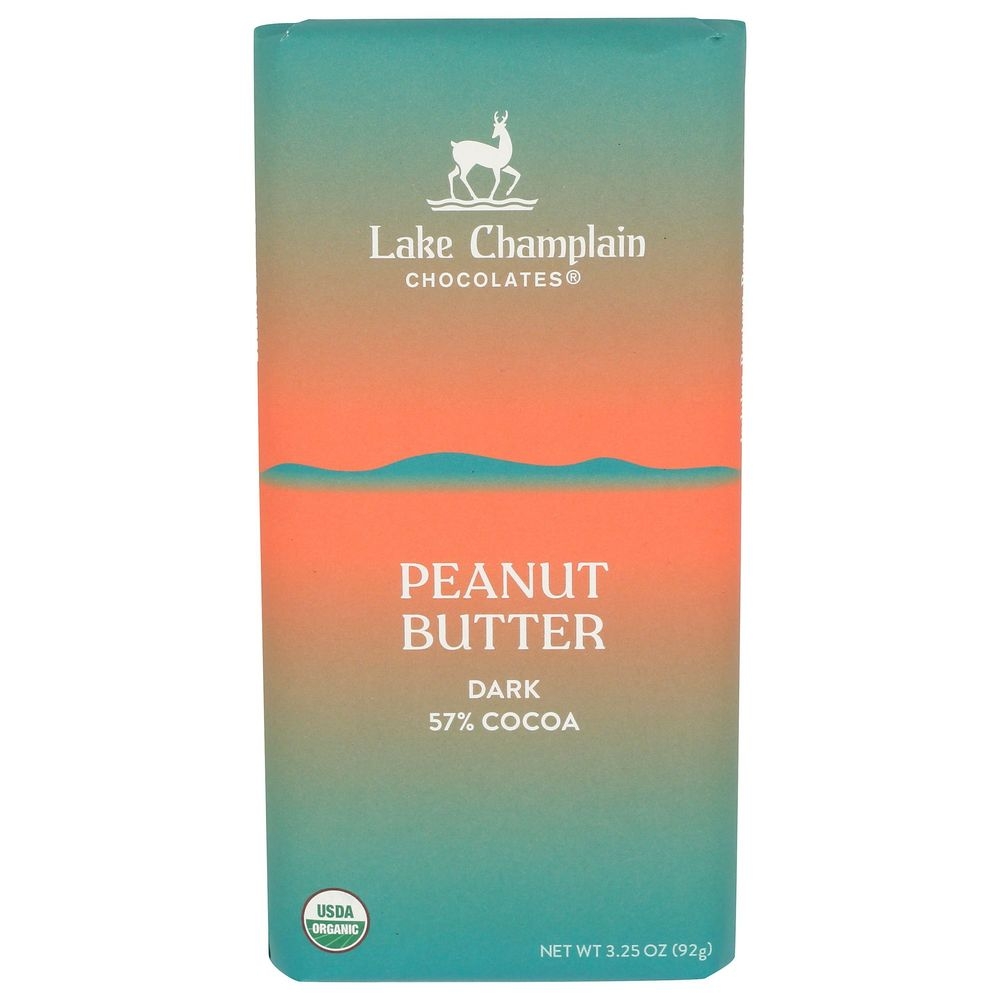 Lake Champlain Chocolates 57 Percentage Cocoa Dark Chocolate Peanut Butter Bar, 3.25 Ounce -- 10 per case