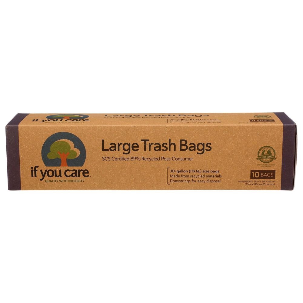 If You Care 30 Gallon Recycled Large Trash Bags with Drawstring, 10 count -- 12 per case