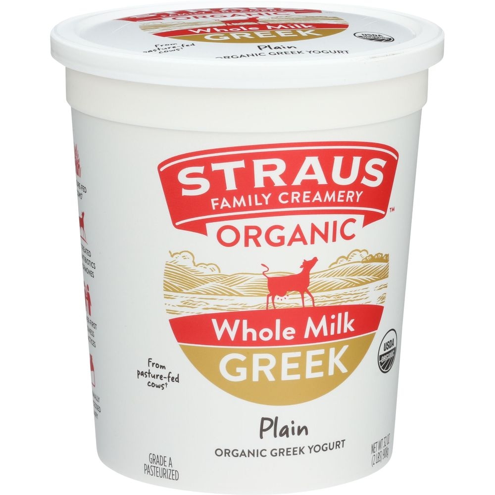 Straus Family Creamery Organic Plain Greek Yogurt, 32 Ounce -- 6 per case