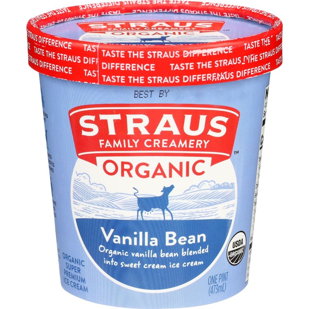 Straus Family Creamery Organic Vanilla Bean Ice Cream, 1 Pint -- 8 per case