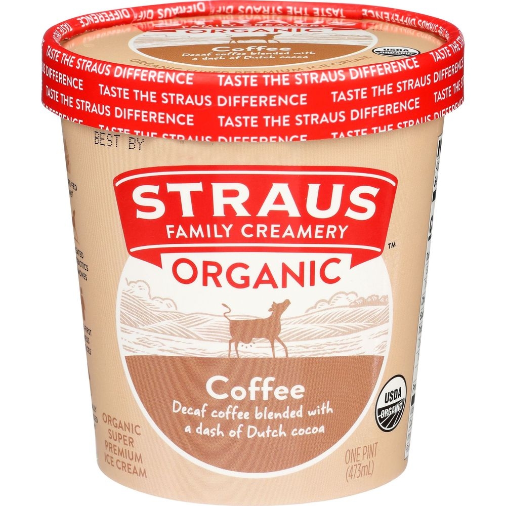 Straus Family Creamery Organic Coffee Ice Cream, 1 Pint -- 8 per case
