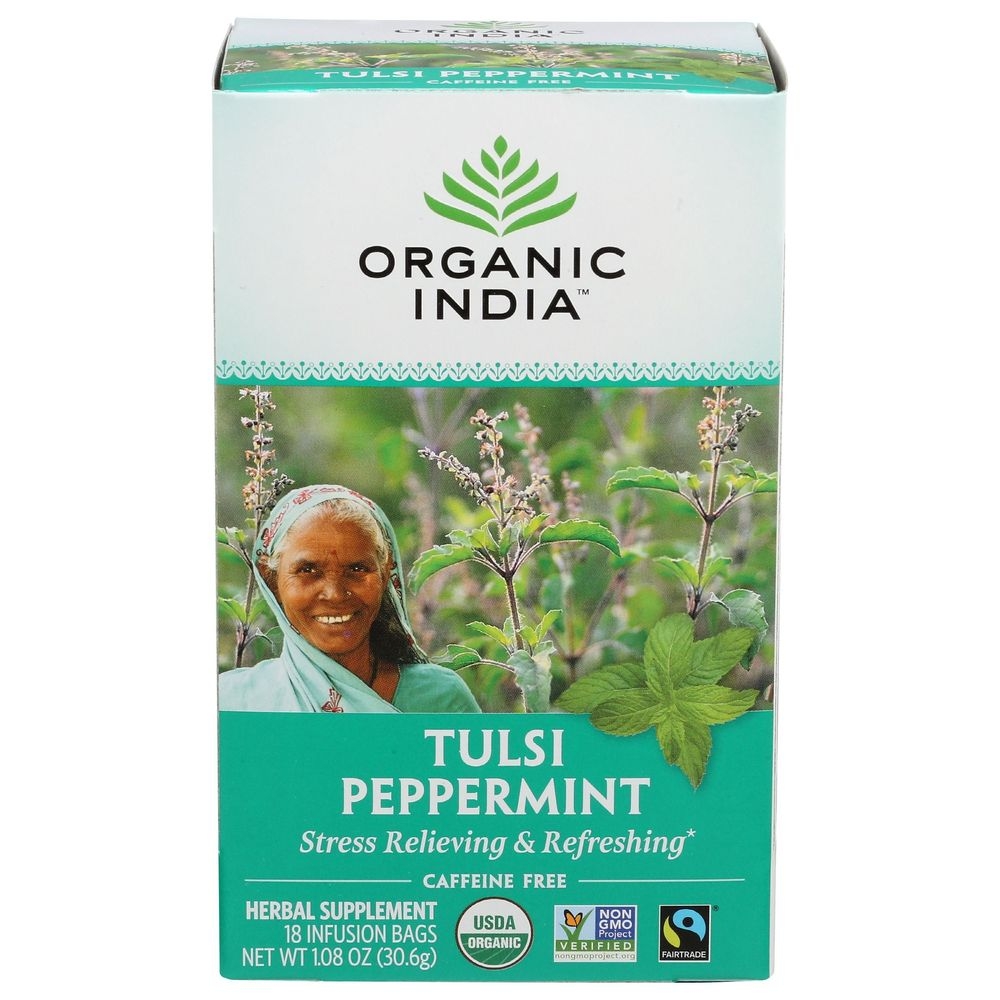 Organic India Tulsi Peppermint Tea, 18 tea bags -- 6 per case