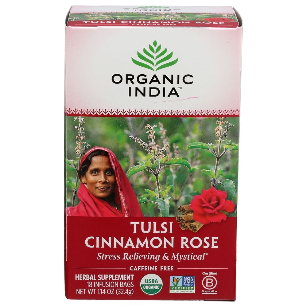 Organic India Organic Tulsi Cinnamon Rose Tea, 18 tea bags -- 6 per case
