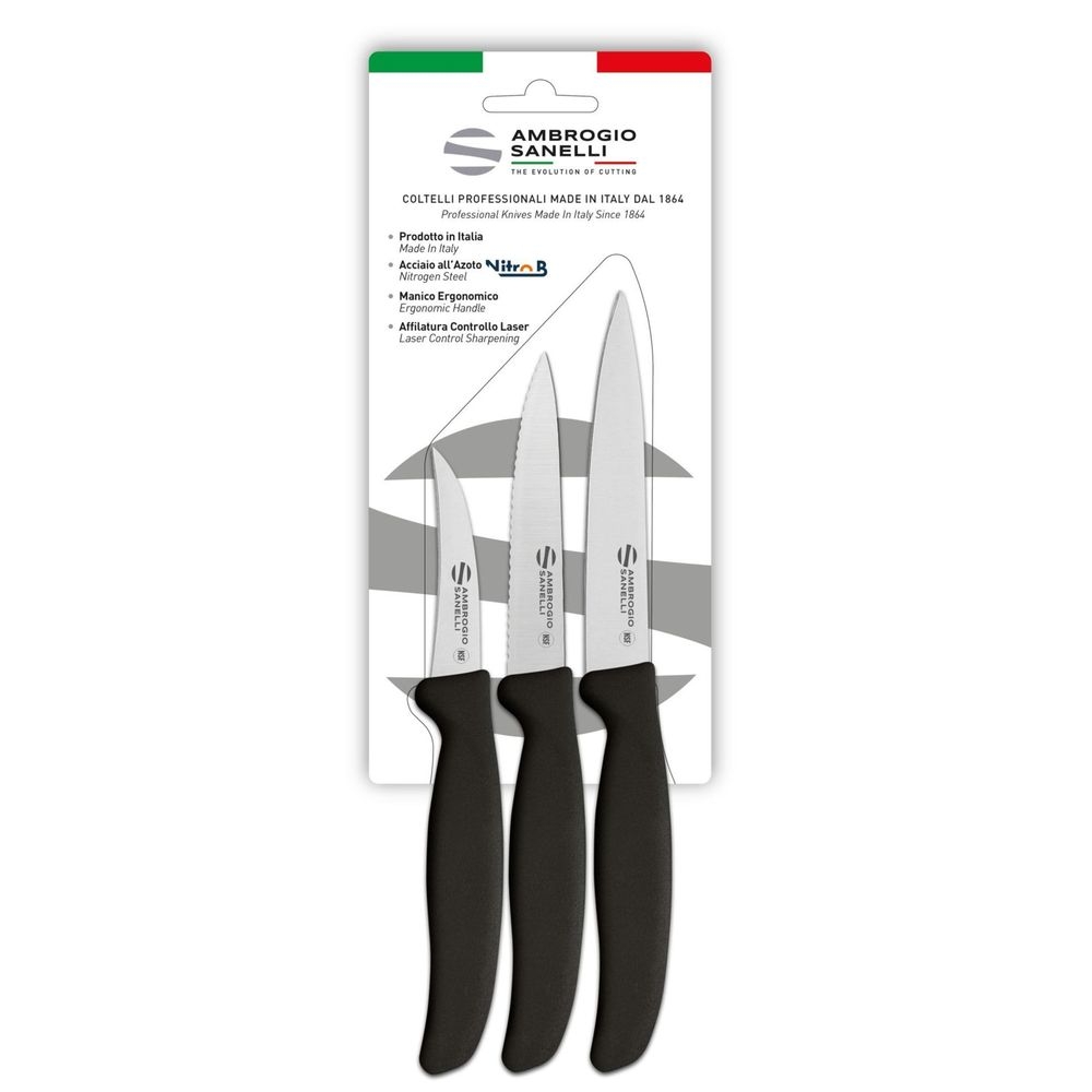Ambrogio Sanelli Supra 3 Piece Paring Knives - Blister Pack