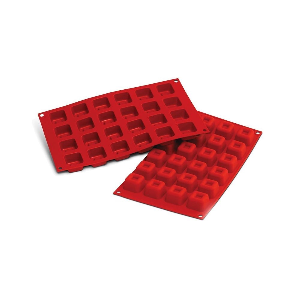Silikomart SiliconFlex Number 24 Small Square Savarin Mold, 1.29 inch Length 1.29 inch Width x 0.78 inch Height Cavity
