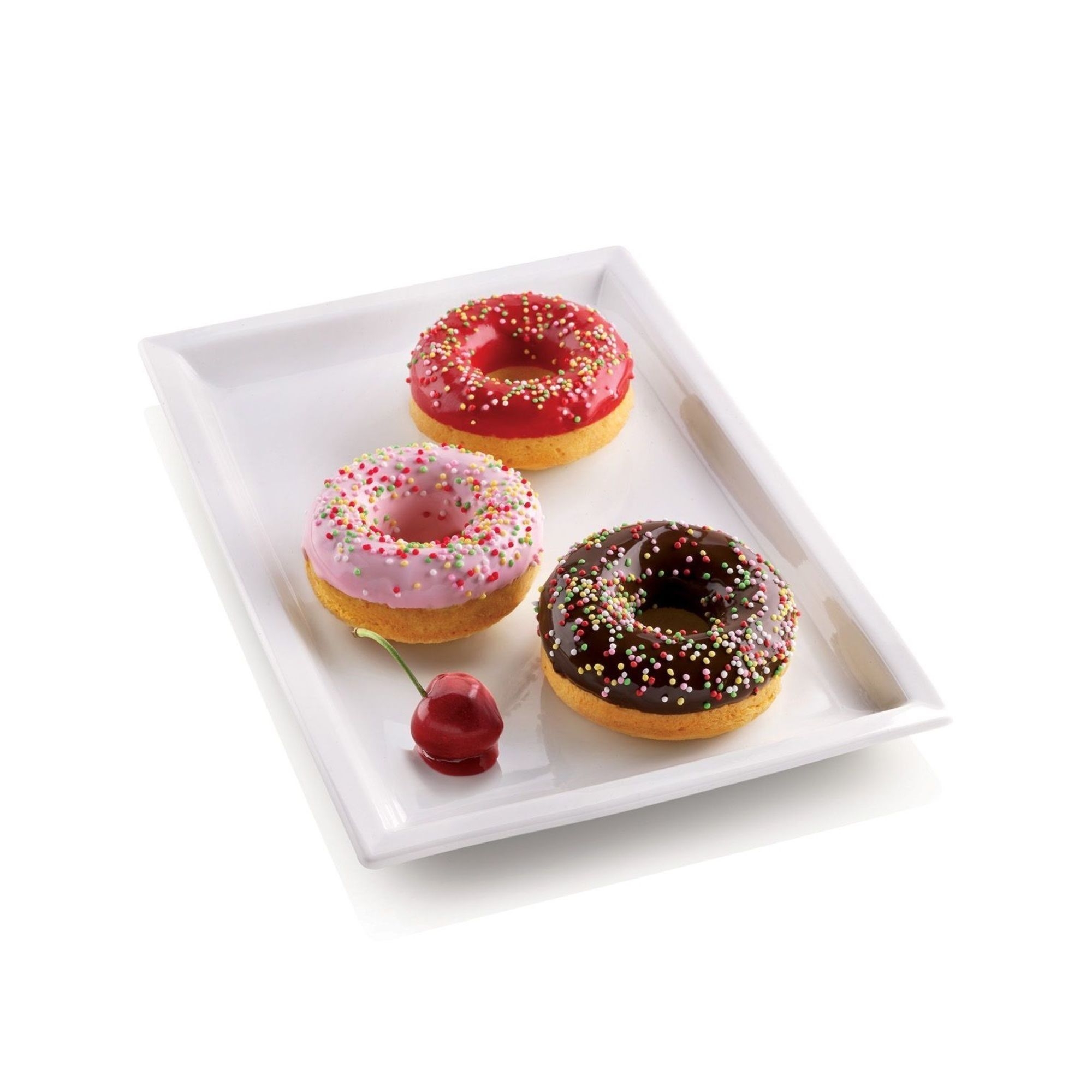 Silikomart Siliconflex Alimentary Silicone 6 Cavities Donuts Mold, 2.95 Inch Diameter X 1.10 Inch Height Cavity