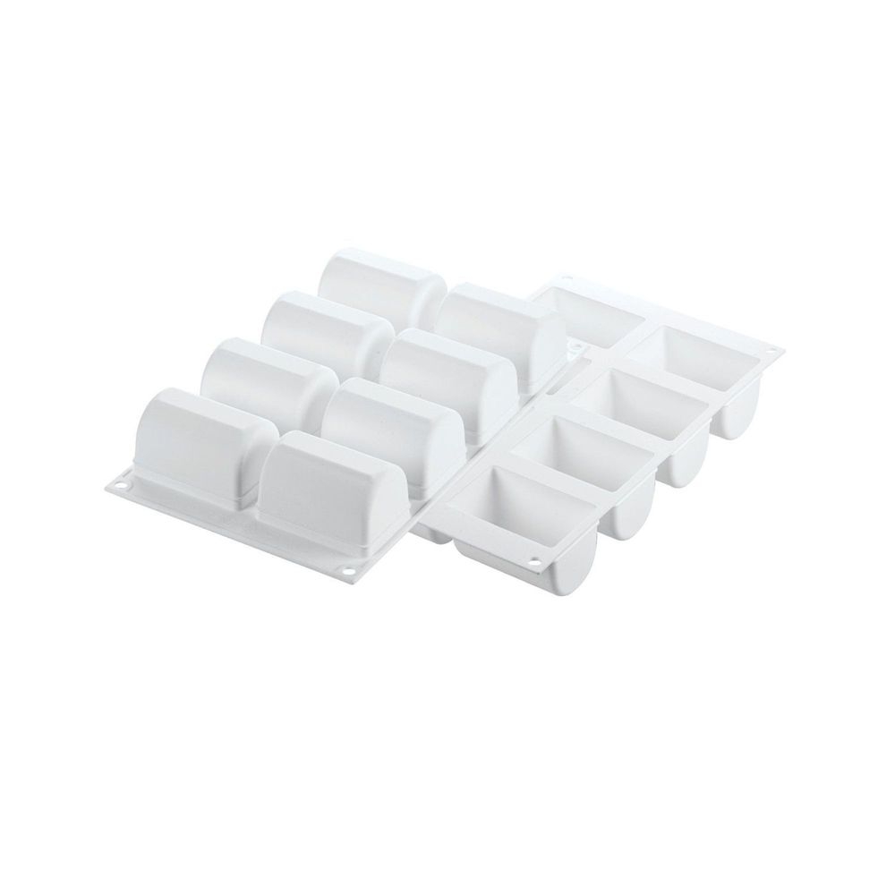 Silikomart CurveFlex Silicone 8 Cavities Buchette Mold, 3 inch Length 2 inch Width x 1 3/4 inch Height Cavity