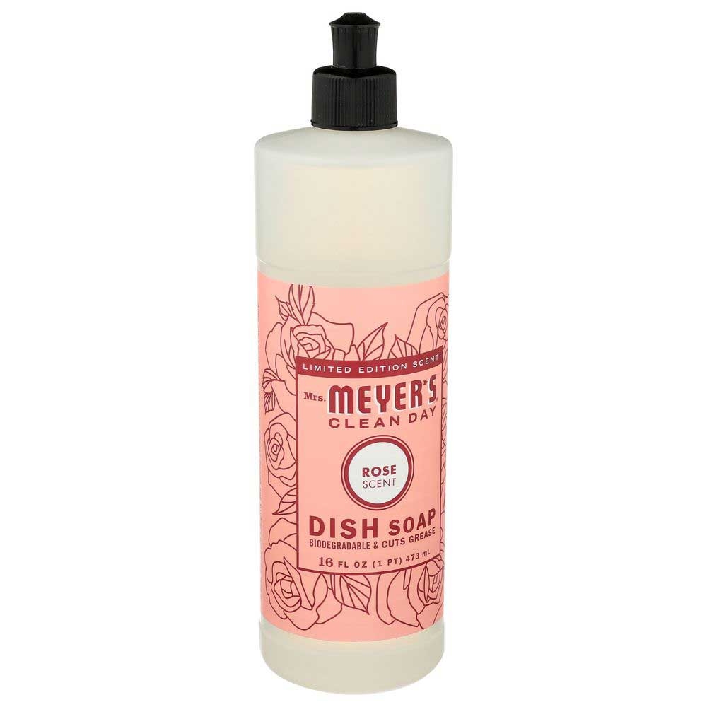 Mrs Meyers Rose Scent Liquid Dish Soap, 16 Fluid Ounce -- 6 per case