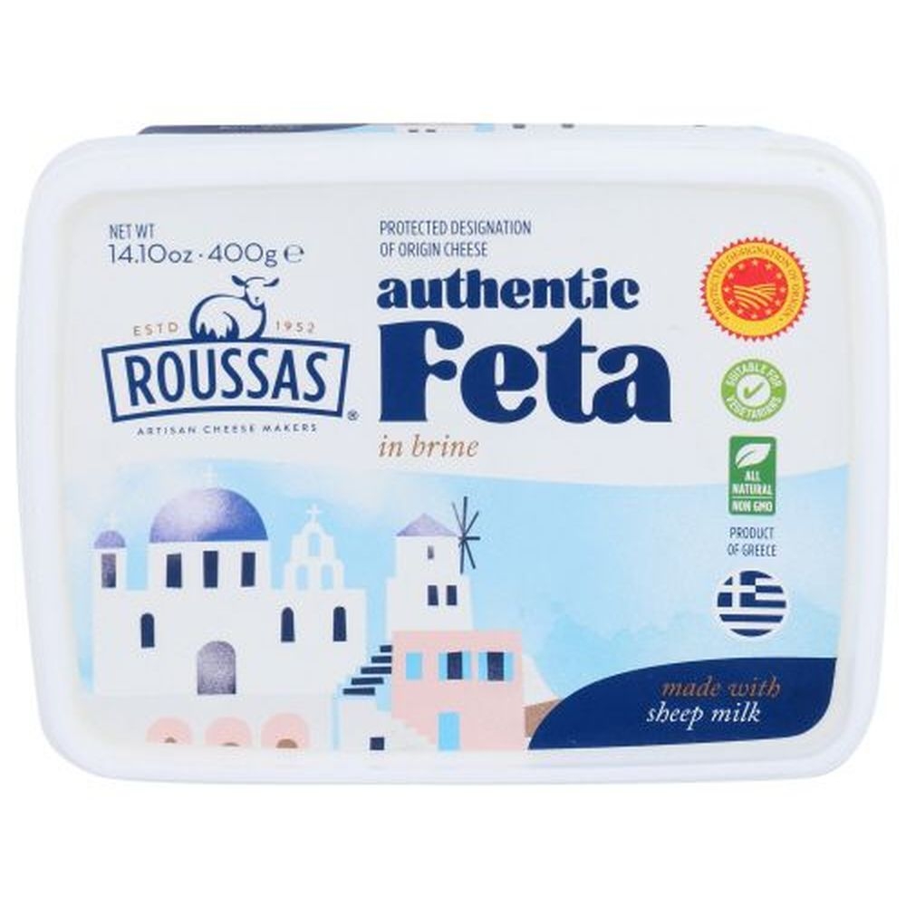 Roussas Authentic Feta PDO Cheese in Brine, 14 Ounce -- 8 per case