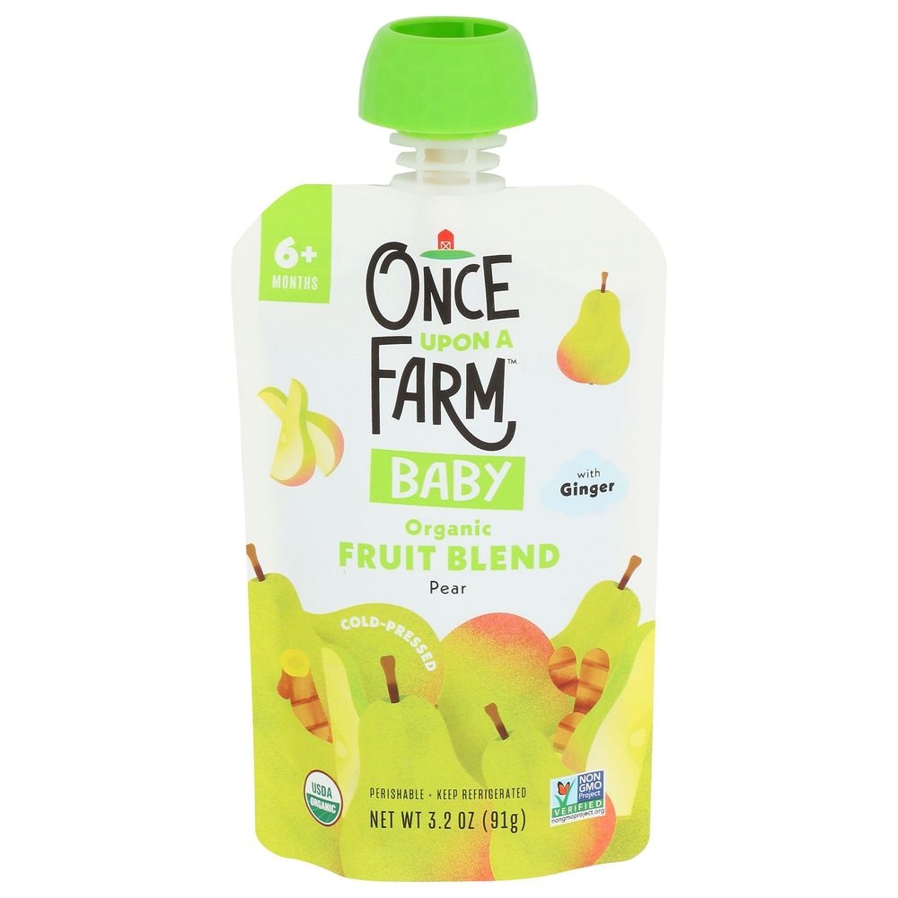 Once Upon A Farm Pear with Ginger Fruit Blend for 6 Plus Month Baby, 3.2 Ounce -- 8 per case