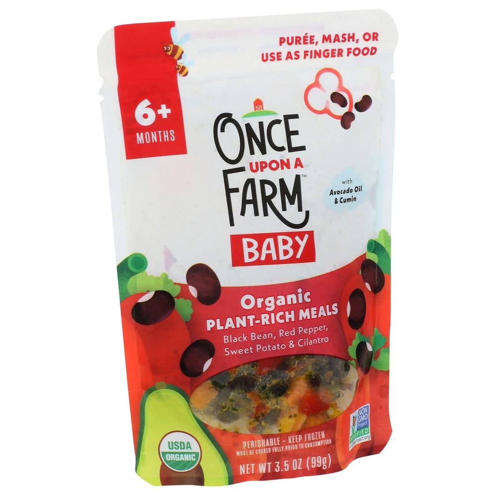 Once Upon A Farm Organic Black Bean Red Pepper Sweet Potato and Cilantro Plant Rich Baby Meals, 3.5 Ounce -- 8 per case