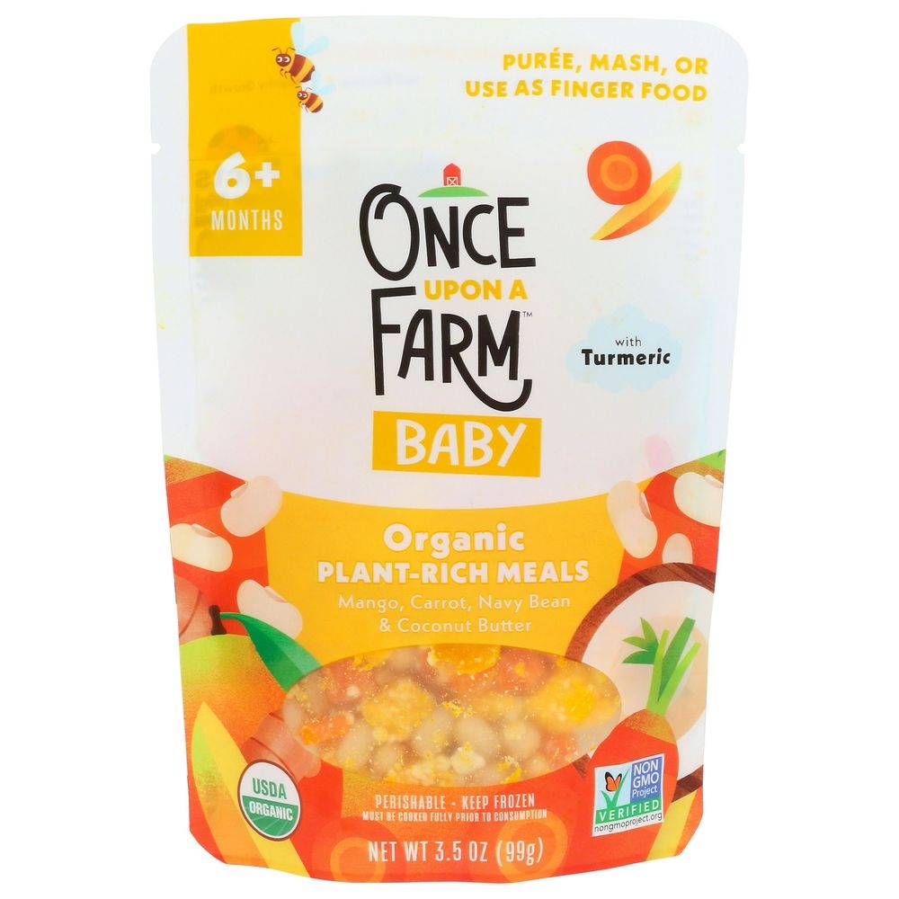 Once Upon A Farm Organic Mango Carrot Navy Bean and Coconut Butter Plant Rich Baby Meals, 3.5 Ounce -- 8 per case