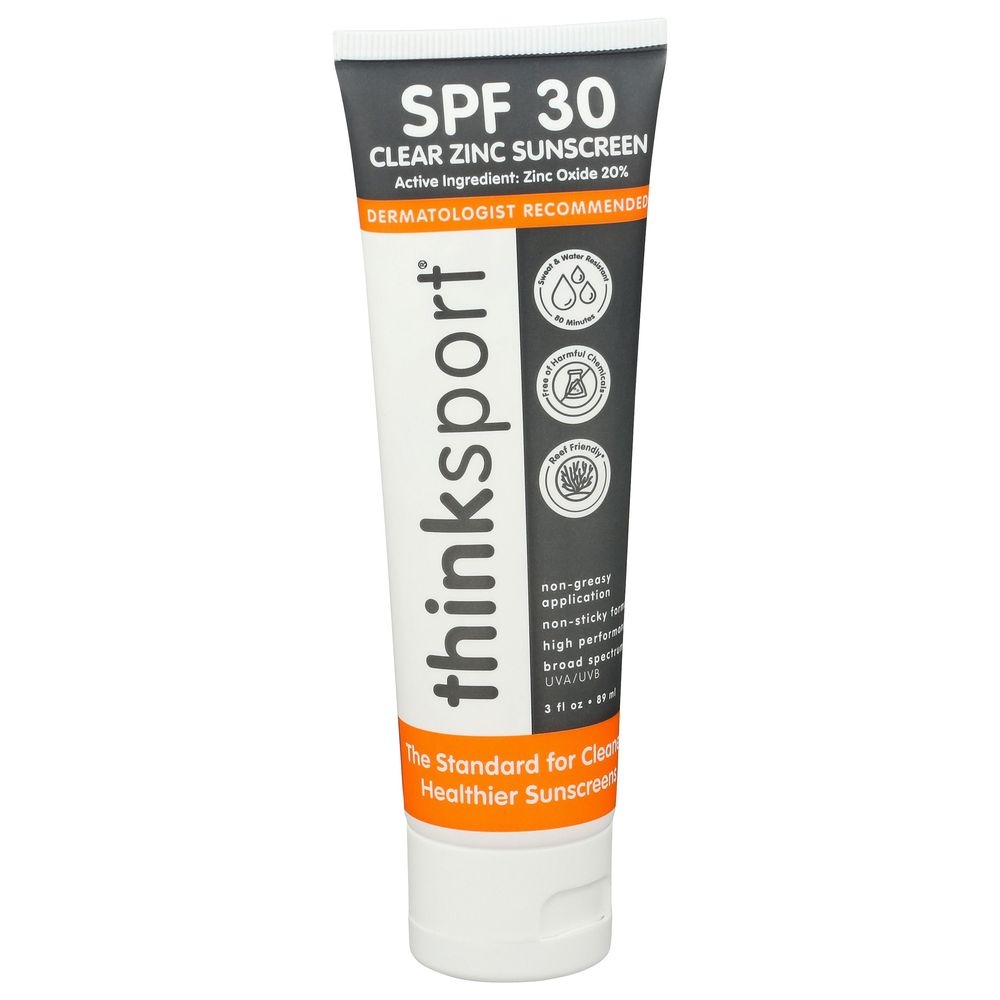 Thinksport SPF 30 Clear Zinc Sunscreen, 3 Fluid Ounce