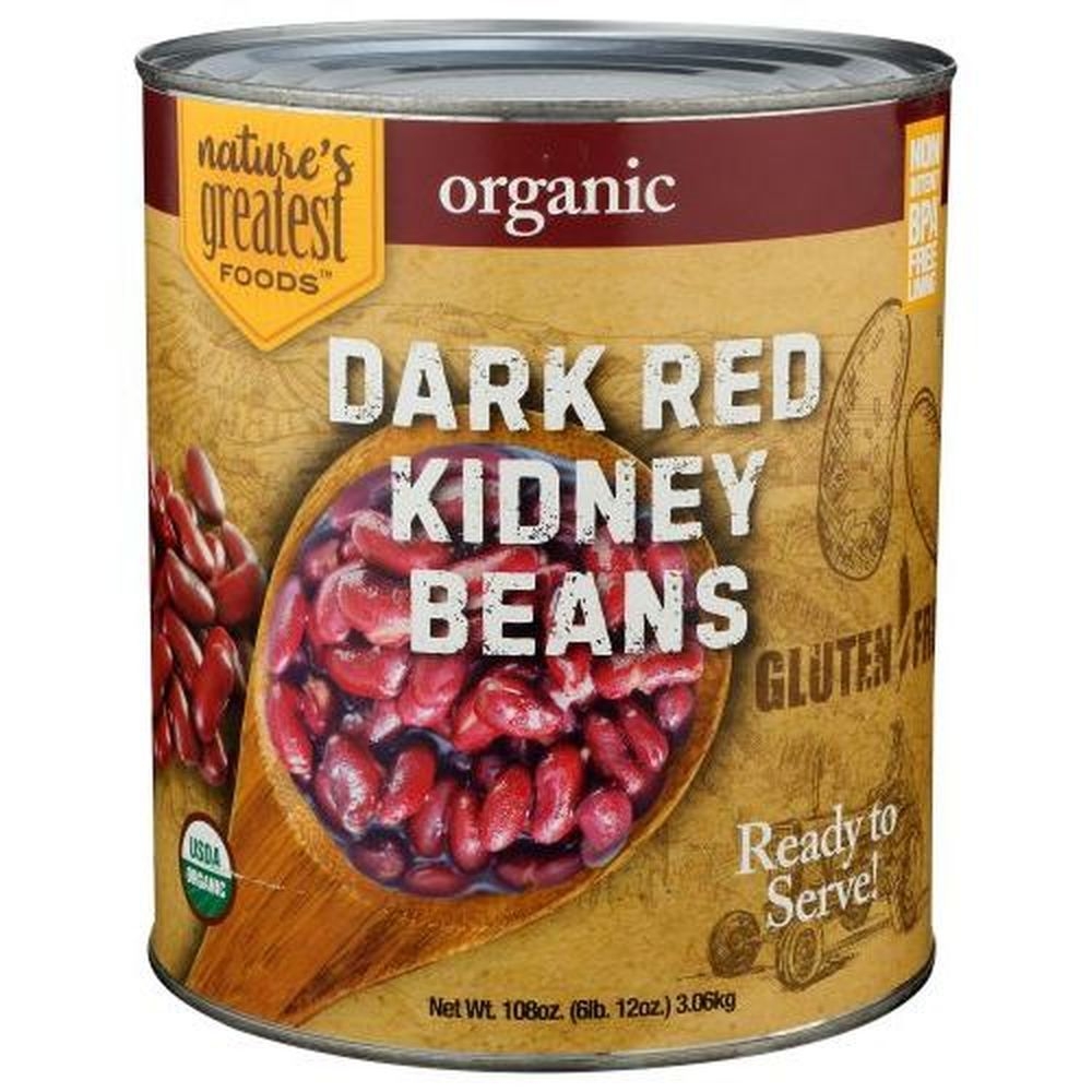 Natures Greatest Organic Dark Red Kidney Beans, 108 Ounce -- 6 per case