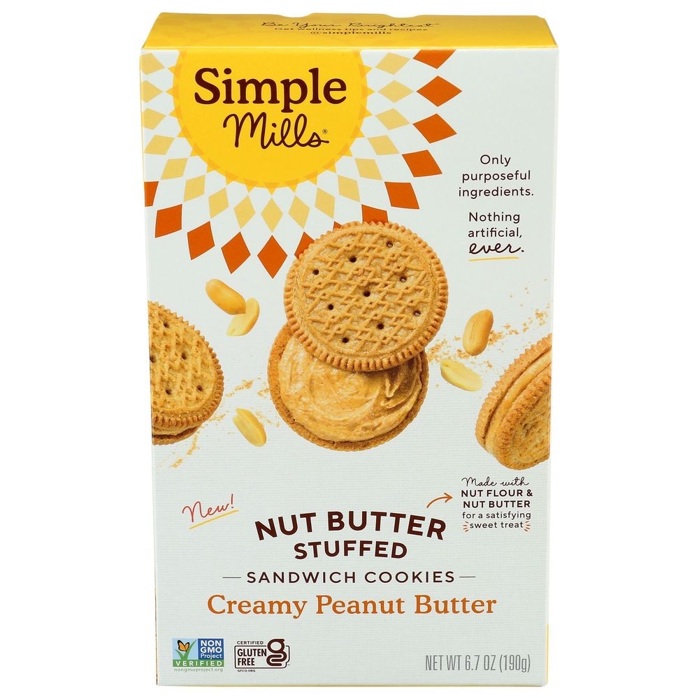 Simple Mills Creamy Peanut Butter Sandwich Cookies, 6.7 Ounce -- 8 per case