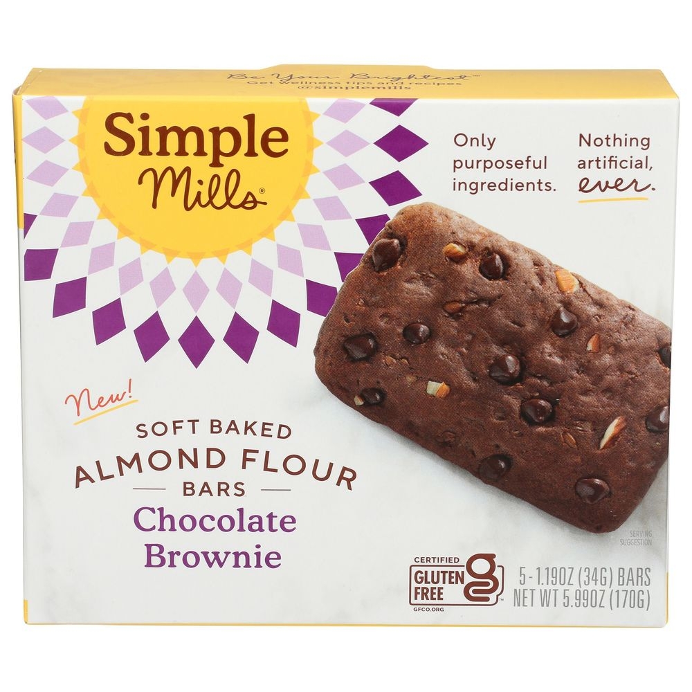 Simple Mills Chocolate Brownie Soft Baked Almond Flour Bar, 5.99 Ounce -- 6 per case
