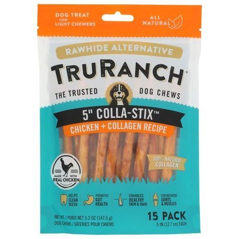 Truranch 5 inch Colla Stix Chicken Collagen Recipe Dog Chews, 15 count -- 15 per case