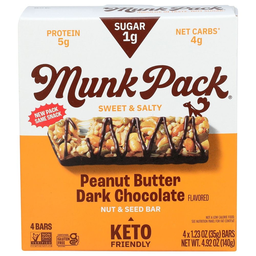 Munk Pack Peanut Butter Dark Chocolate Nut and Seed Bar, 4.92 Ounce -- 6 per case
