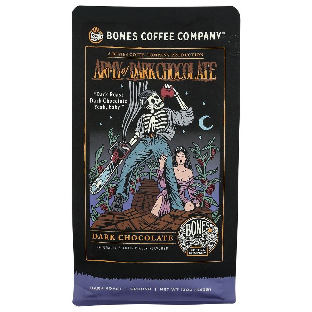 Bones Coffee Army of Dark Chocolate Ground Coffee, 12 Ounce -- 12 per case