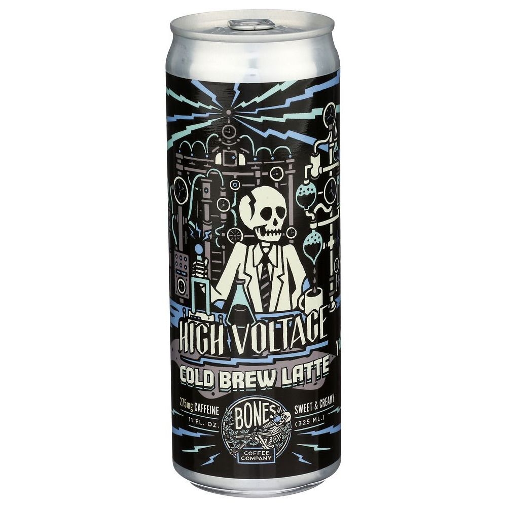 Bones Coffee High Voltage Cold Brew Latte, 11 Fluid Ounce -- 12 per case