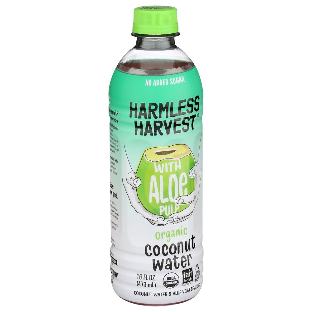 Harmless Harvest Organic Coconut Water with Aloe Pulp, 16 Fluid Ounce -- 6 per case