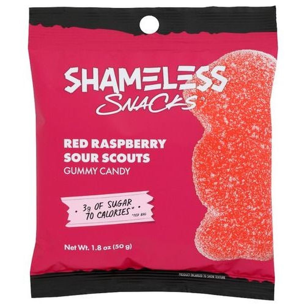 Shameless Snacks Red Raspberry Sour Scouts Gummy Candy, 1.8 Ounce -- 6 per case