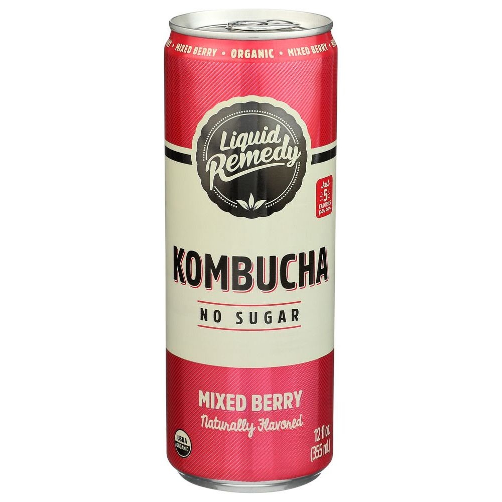 Liquid Remedy Organic Sugar Free Mixed Berry Kombucha, 12 Fluid Ounce -- 12 per case